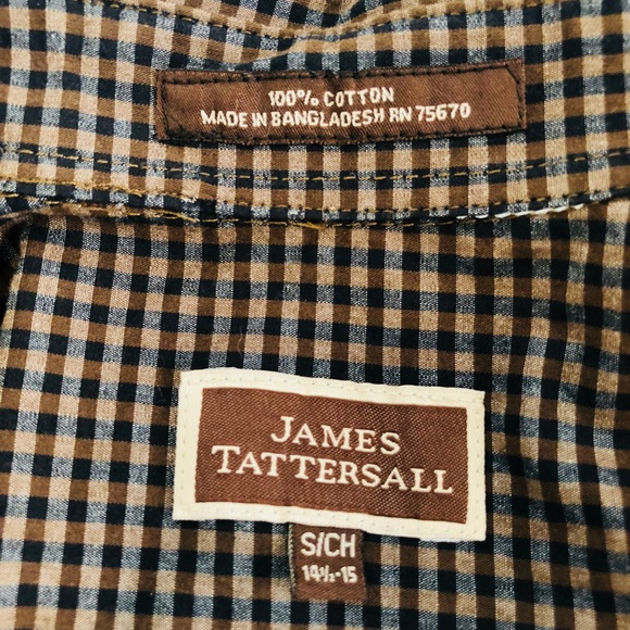 James Tattersall Brown Gingham Shirt 14.5-15 S - Picture 6 of 7